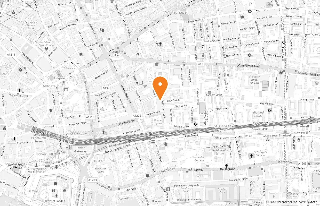 Map showing the location of the Denomination London studio