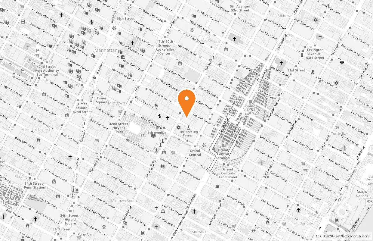 Map showing the location of the Denomination New York studio